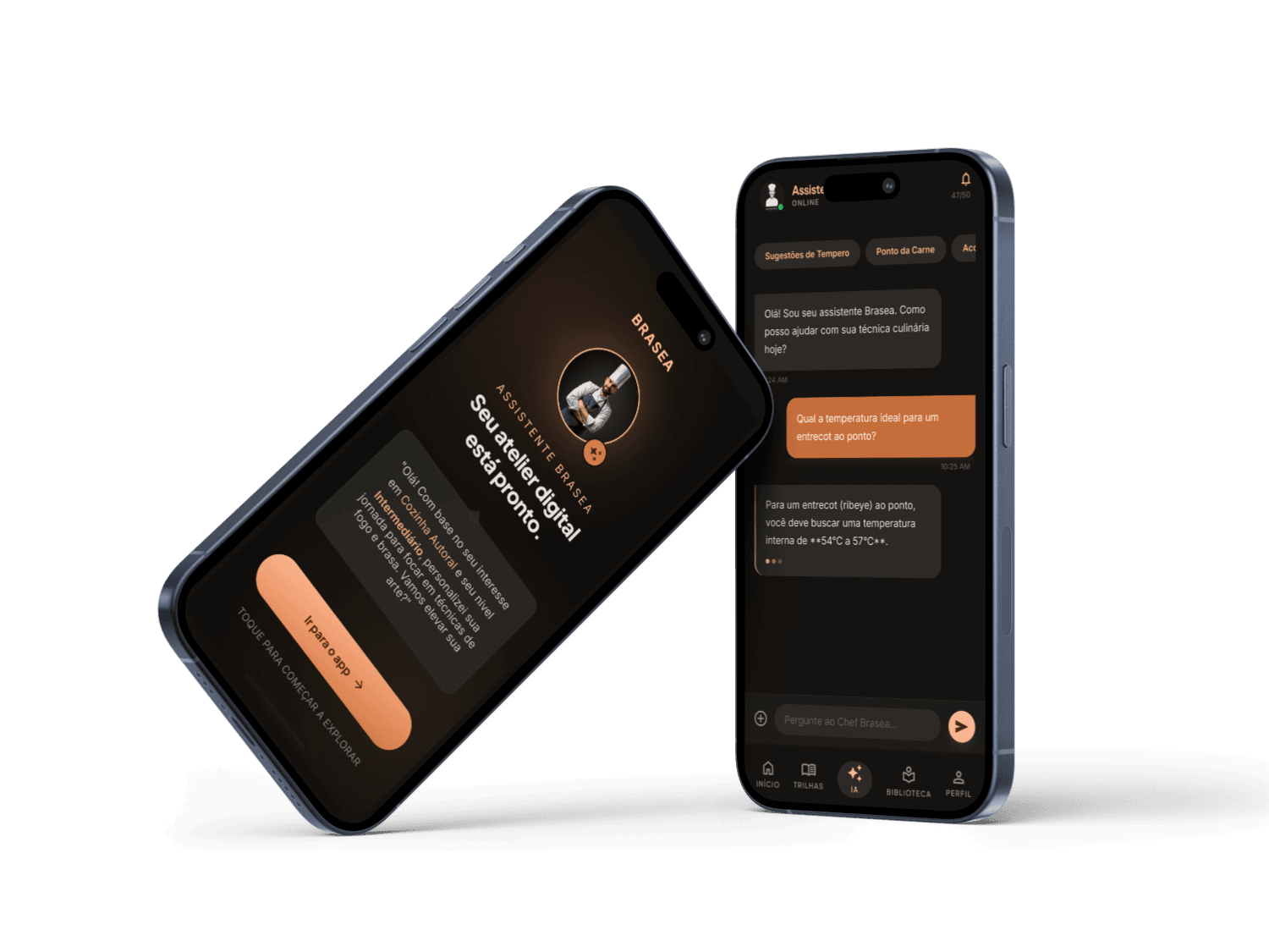Mockup do app Brasea mostrando a tela de aprendizado no celular